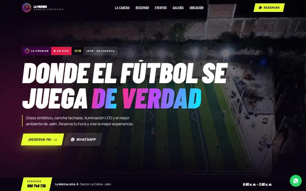 Página web y sistema de gestión de la Cancha Sintética La Premier